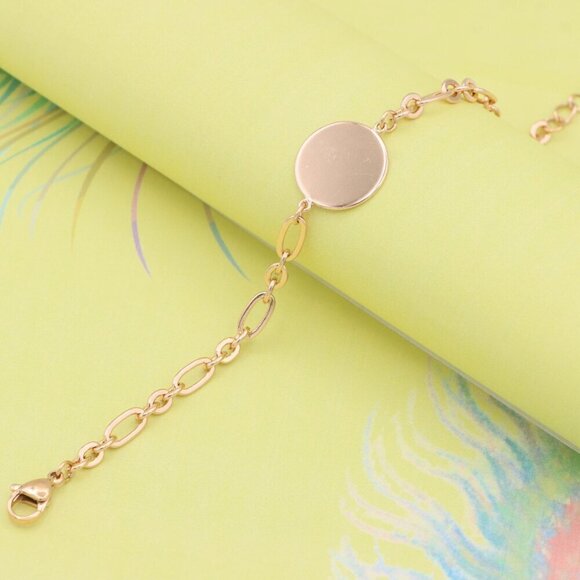 "Elegant Rose Gold Chain Bracelet with Round Charm – Adjustable Fit, XPBL0879 - Picture 5 of 12